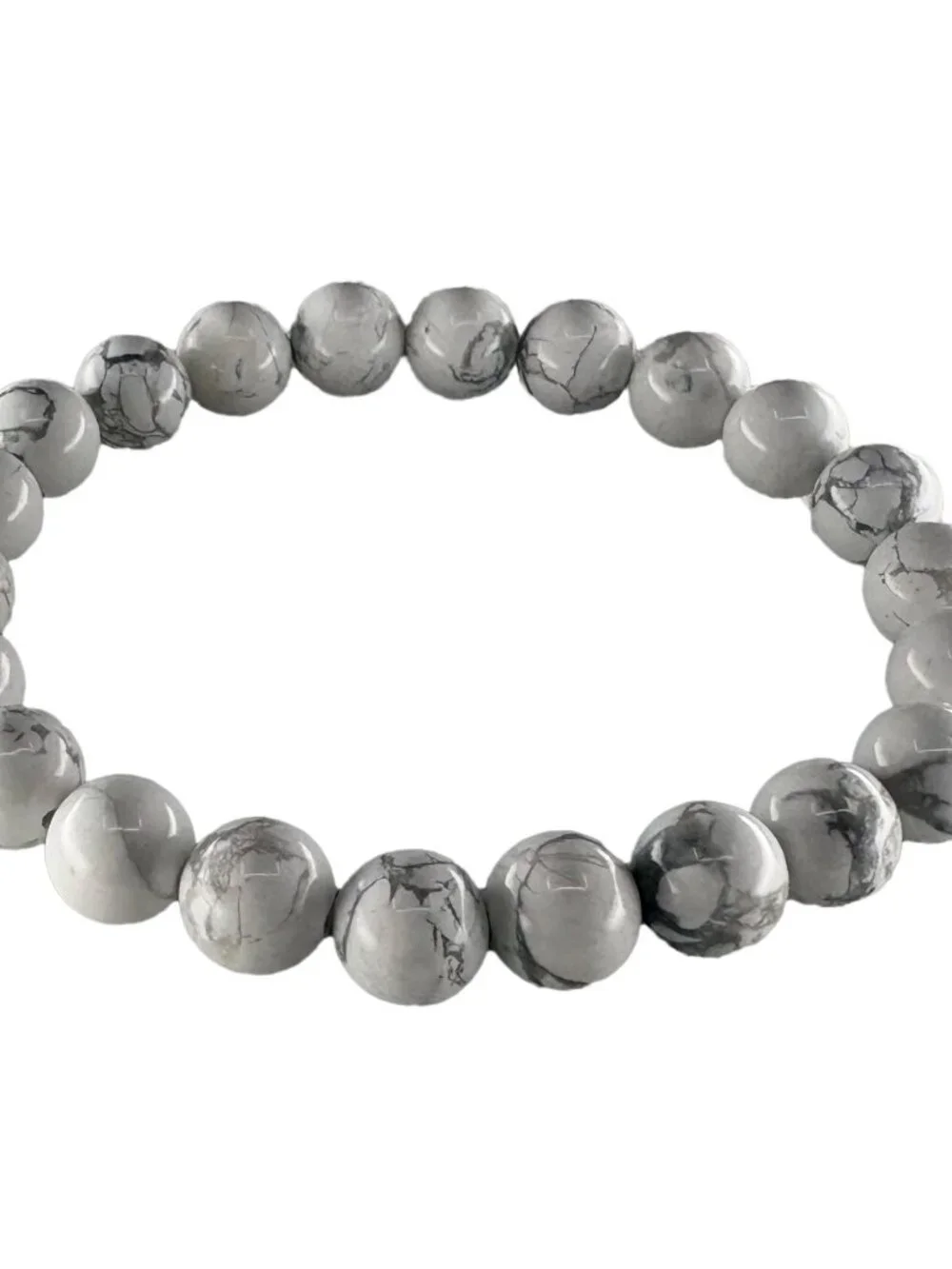 8mm Natural White Howlite Bead Bracelet Genuine Gemstone Custom Size Marble Gift
